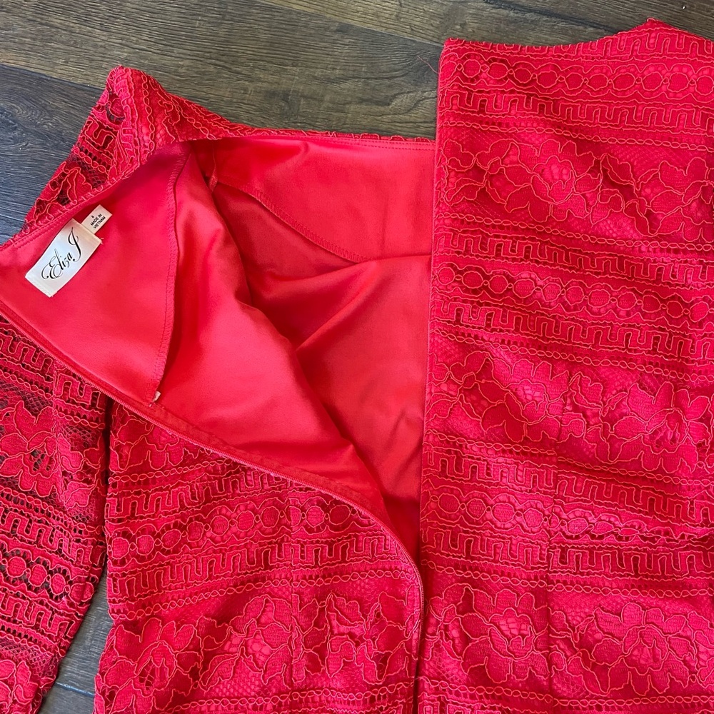 Eliza J Red Lace Dress, EUC Size 8 - Picture 6 of 7